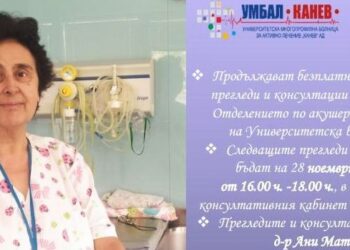 Д-р Ани Матеева прави безплатни АГ прегледи в кампанията на УМБАЛ „Канев“-Русе