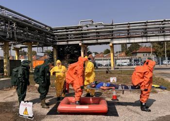 Учение за авария след земетресение и пожар в „Оргахим Резинс“ се проведе в Русе