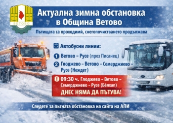 Актуална зимна пътна обстановка в Община Ветово