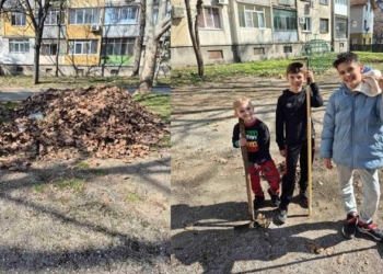 Деца и родители направиха акция и почистиха междублоково пространство в Русе