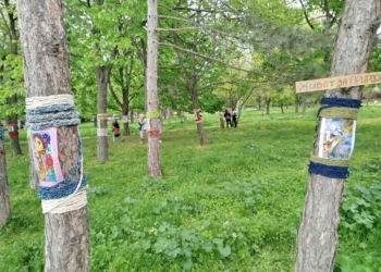 Дървета в Русе бяха облечени в шарена прежда и цветни картини за Деня на Земята