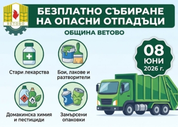 Община Ветово прави кампания за безплатно приемане на опасни отпадъци