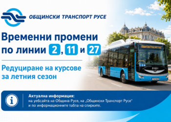 Временни промени в разписанията на градския транспорт в Русе за летния сезон